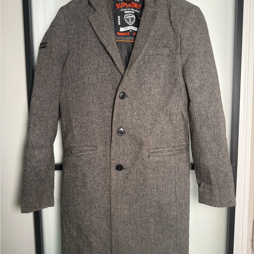 Superdry Men's Charcoal Trench Coat